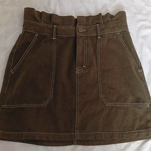 Free People Army Green High Waist Short Skirt